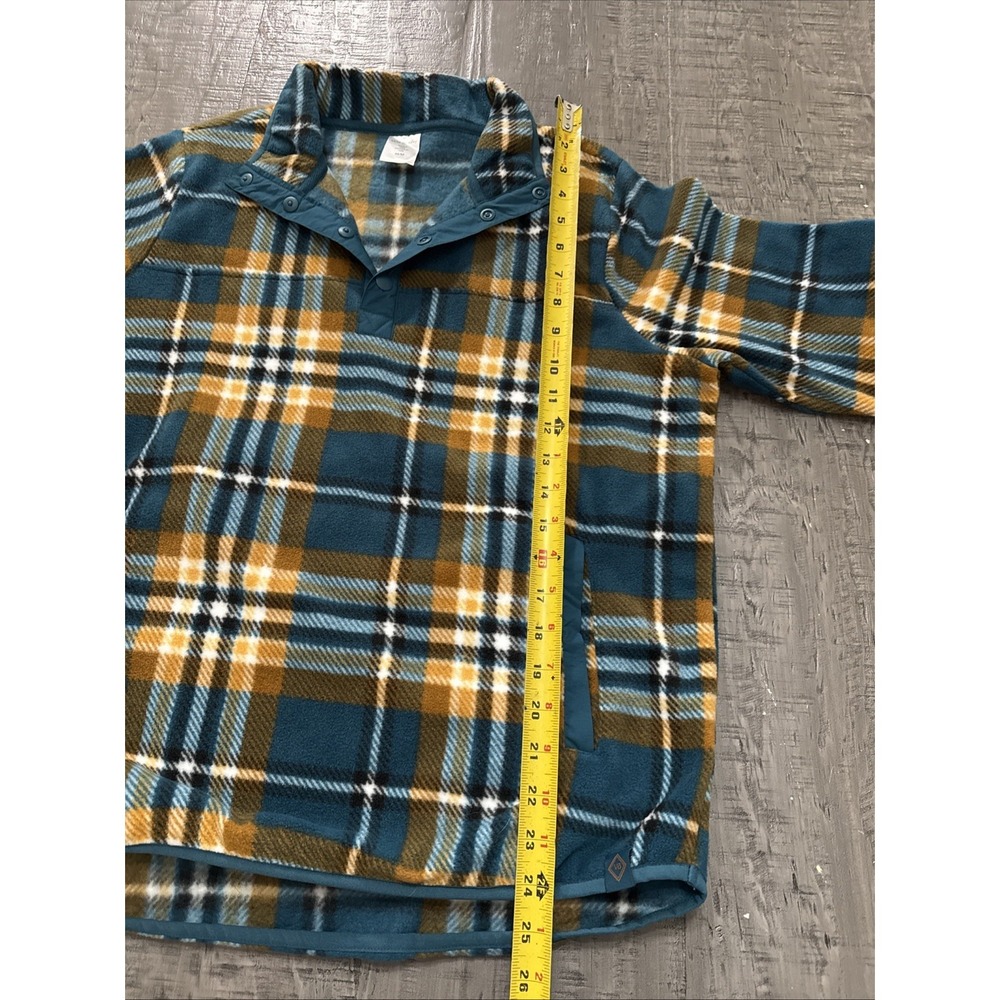 Vera Bradley sporty fleece pullover in plaid Size Medium Gold, Teal, White,Snap - Picture 6 of 9